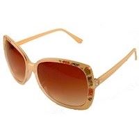 Unik beige solbrille med blomster-motiv